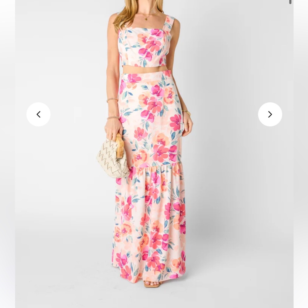Vestique - petal picking crop top and maxi skirt set